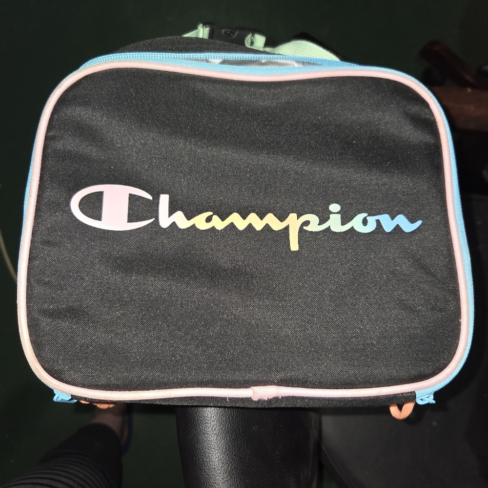 Champion Black Lunch Bag with Multicolor Logo